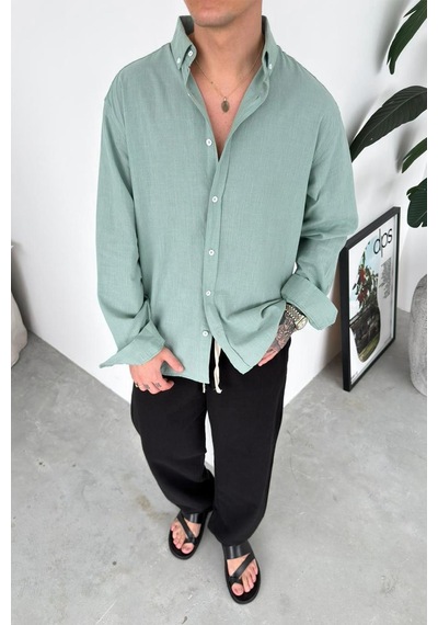 Mint Yeşili Oversize Fresh Keten Gömlek Mint Yeşili Mint Yeşili Oversize Fresh Keten Gömlek Mint Yeşili