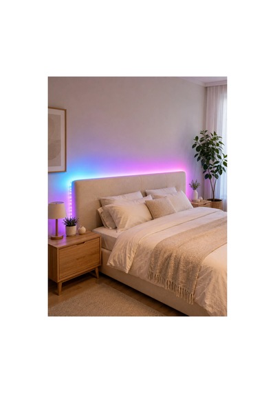 5 Metre Kumandalı Rgb Led Şerit 2835 Smd Dekoratif Tv Oda Masa Arkası Aydınlatma Düz Renkli