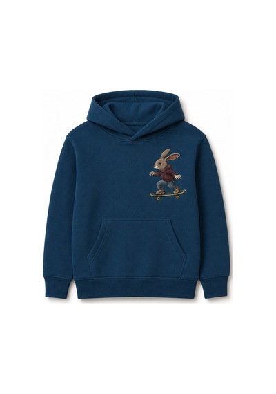 Esila Kids Erkek Çocuk Kapüşonlu Baskılı Sweatshirt Kanguru Cepli Günlük Hoodie Lacivert