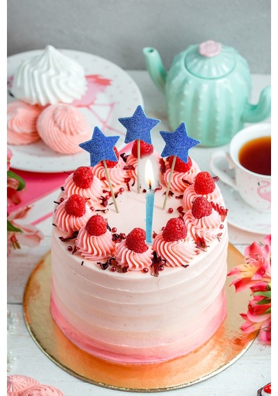 Mavi Yıldız Simli Eva Kürdan Cupcake Toppers Cupcake Çubuğu 12'li
