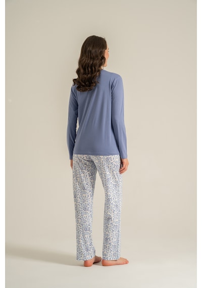 Pierre Cardin 9270 Modal Uzun Kol Kadın Pijama Takımı Mavi