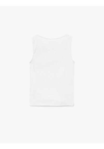 Koton Pamuklu Slim Fit Kolsuz Kayık Yaka Bluz Beyaz 6sak10029ek Beyaz