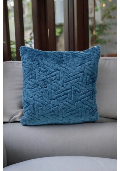 Bohem 4'lü Dekoratif Yastık Kılıfı Kırlent Kılıfı 45x45 Cm Petrol Mavisi Zikzak Desen Petrol Mavisi