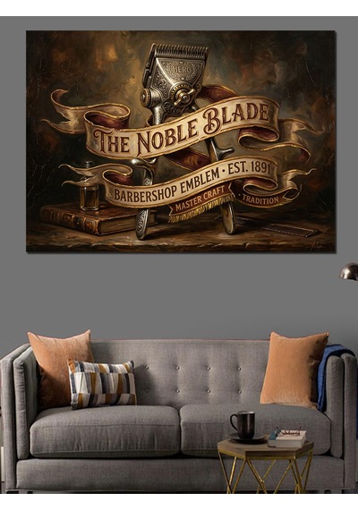 The Noble Blade Berber Usturası Dekoratif Kanvas - Mdf Ahşap Tablo