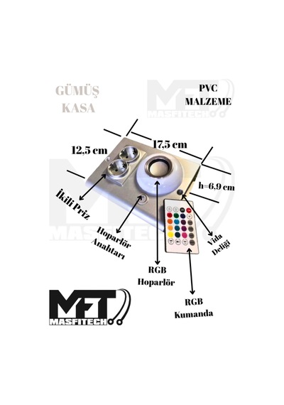 Masfitech Tezgah Altı Bluetooth Müzik Çalar Prizmatik Venüs Gümüş