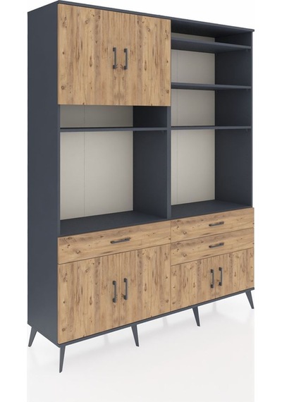 Hyperion Gardrop 10 Raflı 3 Çekmeceli 8 Kapaklı 176x44x221 Antrasit-çam Çam Hyperion Gardrop 10 Raflı 3 Çekmeceli 8 Kapaklı 176x44x221 Antrasit-çam Çam