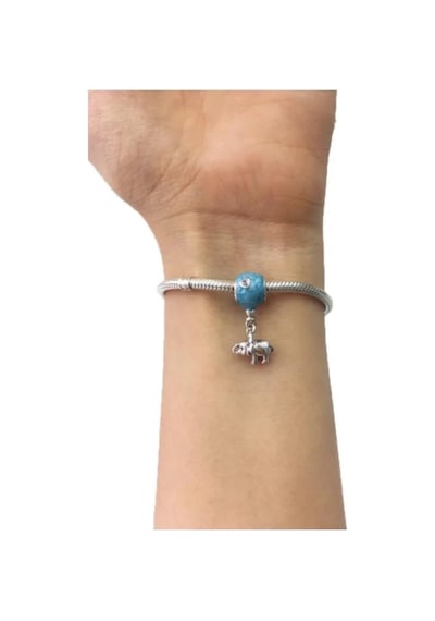 Fil Ve Mavi Balon Pandora Bilek İçin Gümüş Charm Mavi