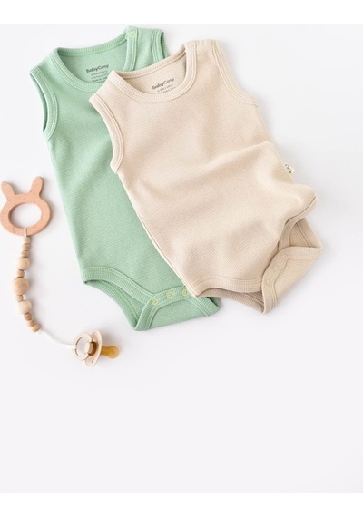 Rebebe Babycosy Organik 2 Li Askılı Badi - Csyw1000 - Rebebe Yeşil - Krem