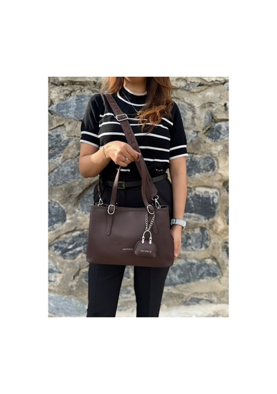 Just Polo Kadın Yeni Sezon Yumuşak Deri Ayarlanabilir Askılı Şık El Ve Omuz Çantası Shoulder Bag Kahverengi 02462174