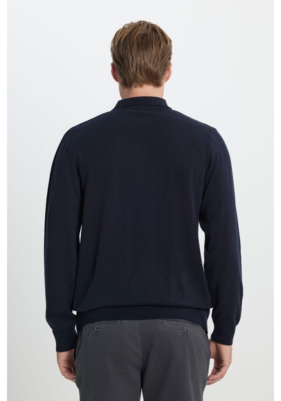 AC&Co / Altınyıldız Classics Erkek Lacı Standart Fit Normal Kesim Polo Yaka Pamuklu Triko Kazak Lacivert AC&Co / Altınyıldız Classics Erkek Lacı Standart Fit Normal Kesim Polo Yaka Pamuklu Triko Kazak Lacivert