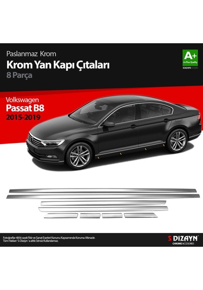 S-Dizayn  Volkswagen Passat B8 Krom Yan Kapı Çıtası 8 Parça 2015 Üzeri