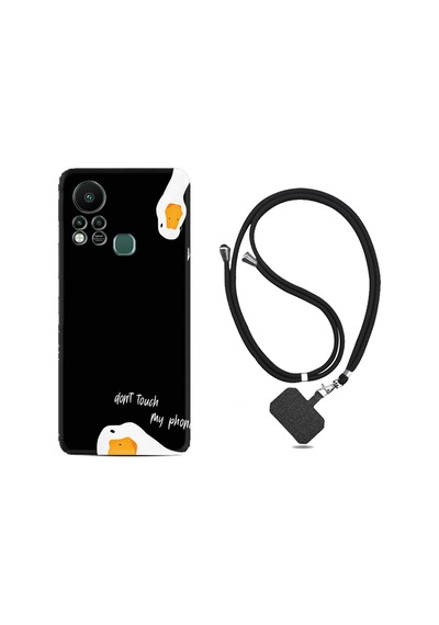 Infinix Hot 11S Kılıf İpli Boyun Askılı Desenli Silikon Dont Touch Duck 1655