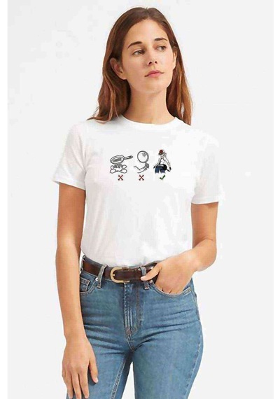 Pubg Tavanın Kullanışı Baskılı Beyaz Kadın Tshirt