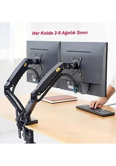 North Bayou F160 2'li Amortisörlü Masa Monitör Sta Ndı 17"-27" 2'li Stand - Kapasite : 2kg-9kg