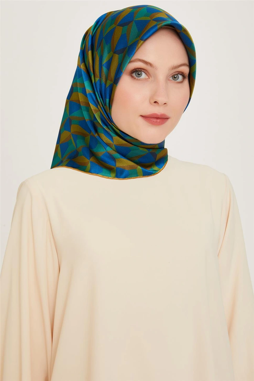 Armine Klasik Desenli Twill Saf İpek Eşarp 9204d 33 Çok Renkli