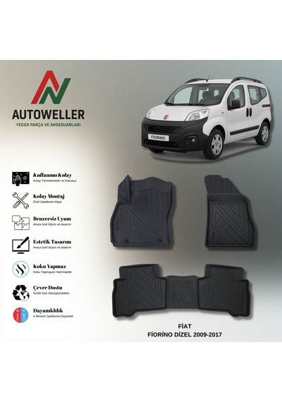 Fiat Fiorino Dizel 2007-2019 Uyumlu Havuzlu Oto Paspas