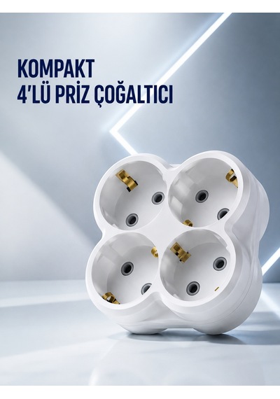 Duvar Tipi Priz Çoğaltıcı 4 Çıkışlı Kablosuz Kompakt Priz Adaptörü