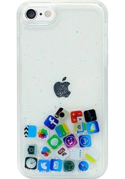 Teknomoda Apple iPhone 6 / 6S Kilif Simli Sulu Uyumlu iOS Menü Ikon Silikon 537097938