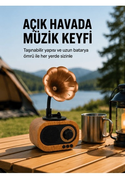 Ers Taşınabilir Mini Retro Radyo Bluetooth Hoparlör Usb Sd Aux Destekli Yeni Nesil