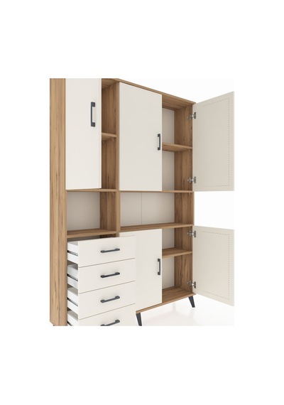 Arges Dolap 7 Raflı 4 Çekmeceli 5 Kapaklı 132x30x195 Çam-ayta... Çam