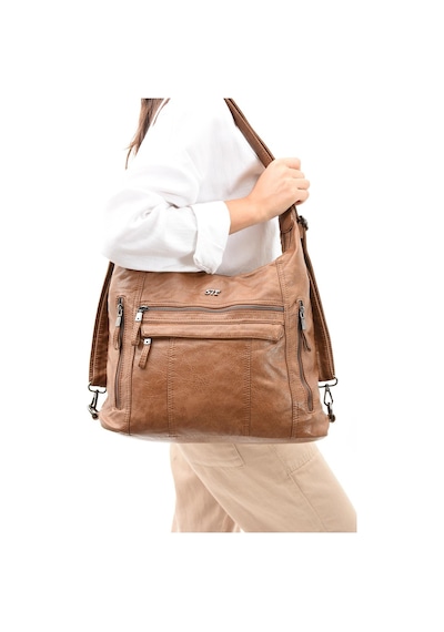 571 Collections Suni Deri Yumuşak Dokumalı Sırt Omuz Çantası Taba Model: 571-11-13b - Taba