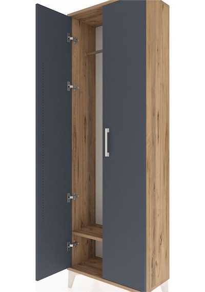 Arges Dolap Tek Raflı 2 Kapaklı Tek Askılı 60x30x182 Çam-antr... Çam