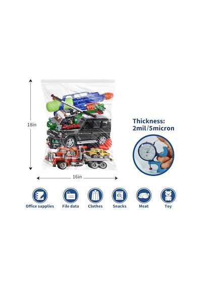 Fermuarlı Saklama Torbaları, 12'li Paket, 3,5 Galon Yeniden Kapatılabilir Plastik Saklama Torbaları, Yiyecek, Giyim, Diğer