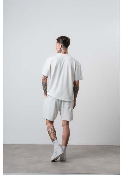 Erkek Far From Basic Baskılı Regular Fit T-shirt Şort Takım Ekru