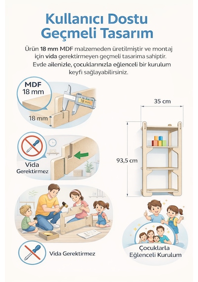 Tridihome Montessori Vidasız Geçmeli Sistem 18mm Mdf Dayanıklı Çocuk Kitaplığı Ve Oyuncak Rafı Safir Meşe Tridihome Montessori Vidasız Geçmeli Sistem 18mm Mdf Dayanıklı Çocuk Kitaplığı Ve Oyuncak Rafı Safir Meşe