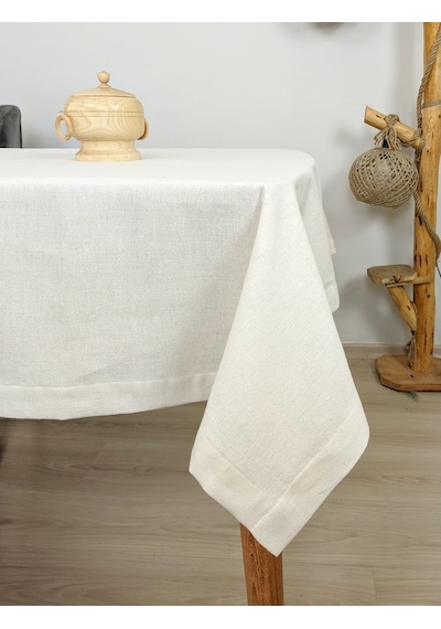 Sade Keten Masa Örtüsü Modern Düz İşlemesiz Pamuklu Bodrum Keteni