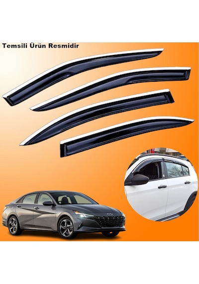Hyundai Elantra Mügen Cam Rüzgarlığı Abs Krom Nikelajlı Cam Rüzgarlığı 2021 Sonrası 4 Lü Set