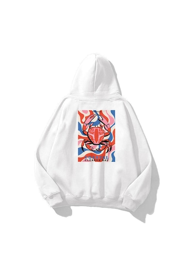 Tarzsokak Unisex California Lobster Sweatshirt Beyaz