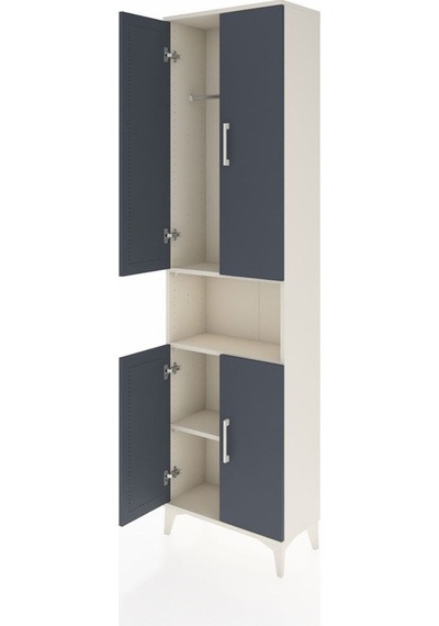 Arges Dolap 3 Raflı 4 Kapaklı Tek Askılı 60x30x221 Aytaşı-antrasit Aytası