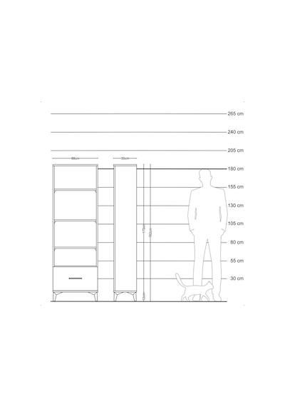 Arges Dolap 4 Raflı Tek Çekmeceli 88x30x182 Antrasit-antrasit Antrasit