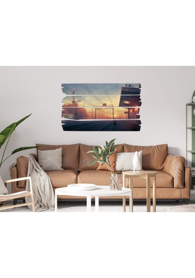 Anime Tren İstasyonu Raylar Mdf Tablo 2961 Model E