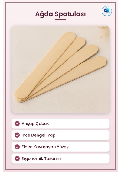 Ağda Spatulası Ahşap Çubuk Epilasyon Kozmetik Uygulama Aracı Cild