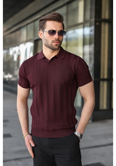 Madmext Mürdün Slim Fit Polo Yaka Triko Erkek Tişört E7491
