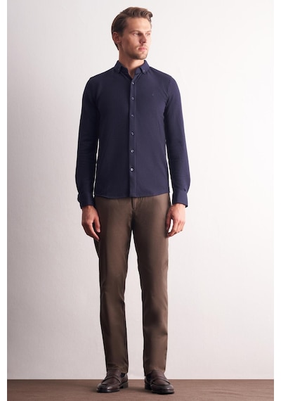 İmza Lacivert Uzun Kol Düğmeli Yaka Kendinden Desenli Pamuklu Slim Fit Gömlek 1004255267 Lacivert İmza Lacivert Uzun Kol Düğmeli Yaka Kendinden Desenli Pamuklu Slim Fit Gömlek 1004255267 Lacivert