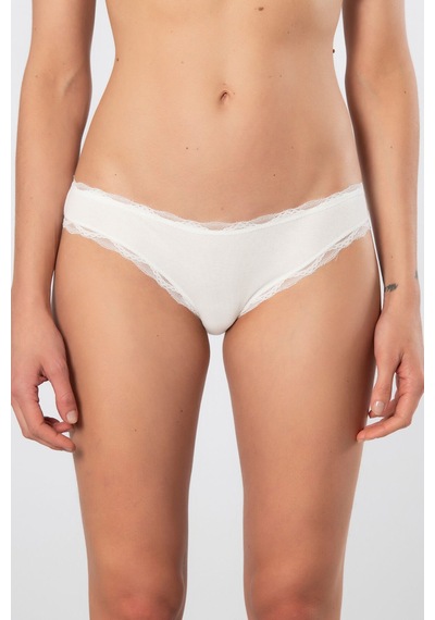 Türen Kadın Likralı Ribana Dantelli Bikini Külot 2'li Paket 928/ekru Ekru