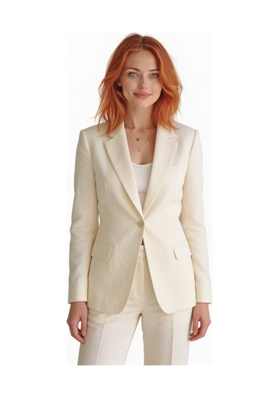 Gucci Keten Karışımlı Ekru Blazer Takım Krem