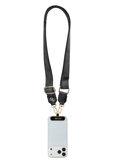 Guess Lisanslı 4g Desen Ve Metal Logolu Çapraz Vücut Telefon Askı Kayışı 150cm Siyah Siyah