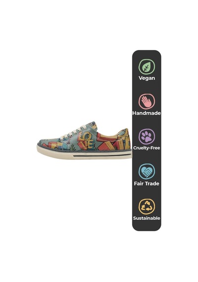 Kadın Vegan Deri Turkuaz Sneakers - Love Tasarım Çok Renkli