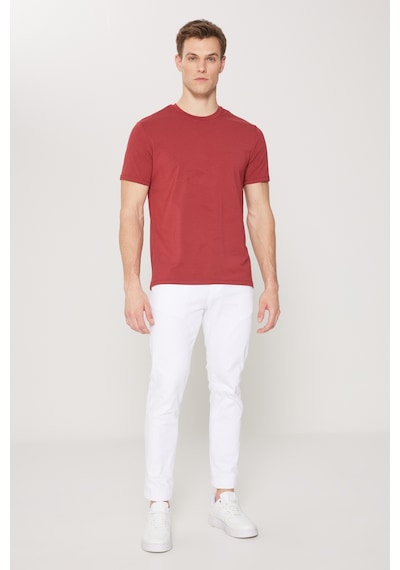 Ac&Co / Altınyıldız Classics Erkek Bordo Standart Fit Normal Kesim Bisiklet Yaka Pamuklu Tişört Bordo