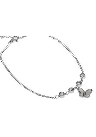 Kadın Taş Ve Kelebek Model Çelik Halhal Silver