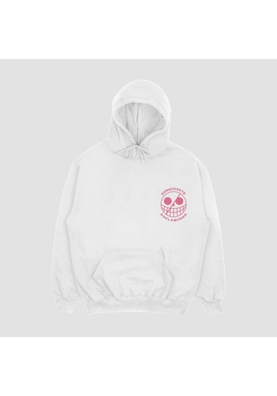 Unisex Beyaz Flamingo Baskılı Hoodie Oversize Kapşonlu Sweatshirt Beyaz