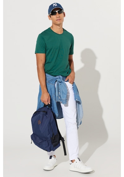 Ac&Co / Altınyıldız Classics Slim Fit Bisiklet Yaka Kısa Kol Pamuklu Erkek Tişört Koyu Yeşil