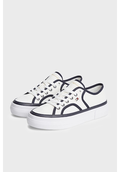 Tommy Hilfiger Platform Kanvas Sneaker Ayakkabı Kadın Ayakkabı Fw0fw09394 0g7 Ekru
