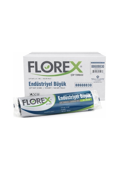 Florex Endüstriyel Çöp Torbası Büyük Boy 10'lu 25'li Paket