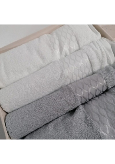 Elissa Best Set Hamam Takımı Gri - Beyaz Gri - Beyaz
