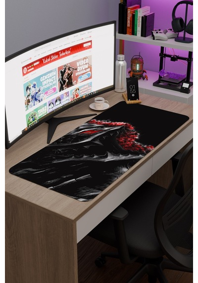 Berserk Kaymaz Dikişli Kauçuk Oyuncu Mousepad V4 - 90x40 Xxl Gaming Mouse Pad Fare Altlığı